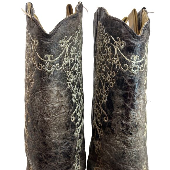 Corral Wedding Big Floral Embroidered Snip Toe Boots Brown/Bone Size 9.5 - Picture 11 of 16